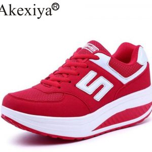 Akexiya Women's Sneakers Platform Wedge Light Weight zapatillas Running Shoes For Woman Swing Shoes Breathable Sports Slimming